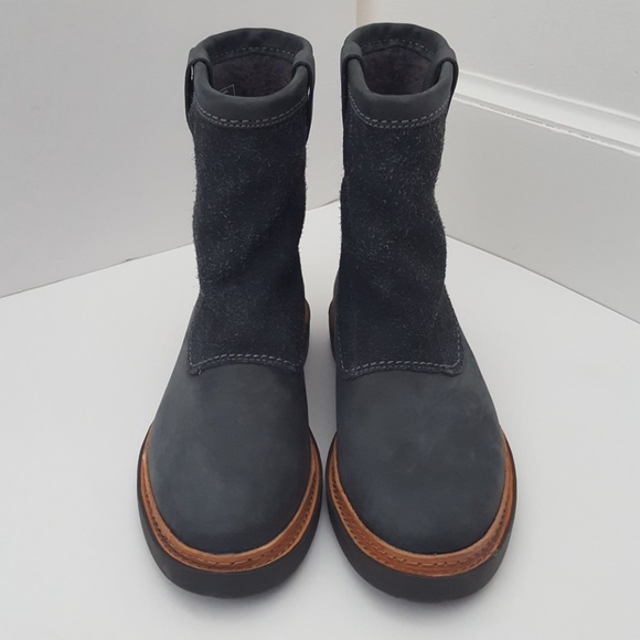 Clarks Trace Fern Dark Gray Combi leather pull on boots - Picture 3 of 7